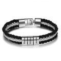 Pulseira Personalizada Masculina | Couro + Aço Inoxidável + Oferta especial de Natal + Frete Grátis!