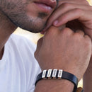 Pulseira Personalizada - Couro + Aço Inox - Gravação a laser - Oferta especial 50% off + Frete Grátis somente hoje!