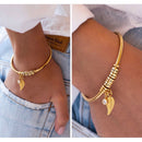 Pulseira Asas de Anjo Personalizável -  Minha Família - Gravação a Laser - Banhado a ouro | Oferta Especial ♥